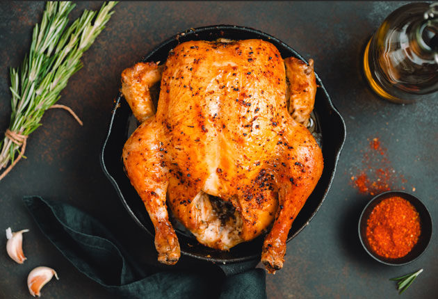Whole cooked chicken